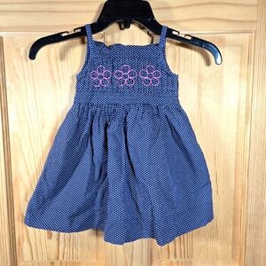 Vintage Gap Baby Girl 12 To 18 Months Blue Polka Dot Cotton Sundress Lined
